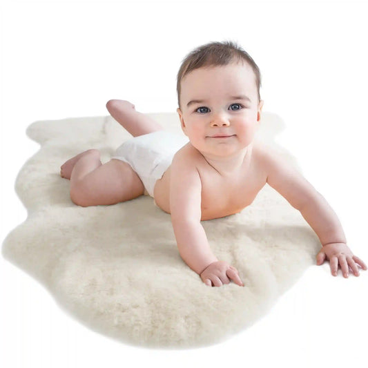 Sheepskin Rug for Babies, 100% Natural, Shorn Lambskin Wool, 2 x 3 Feet, Ivory