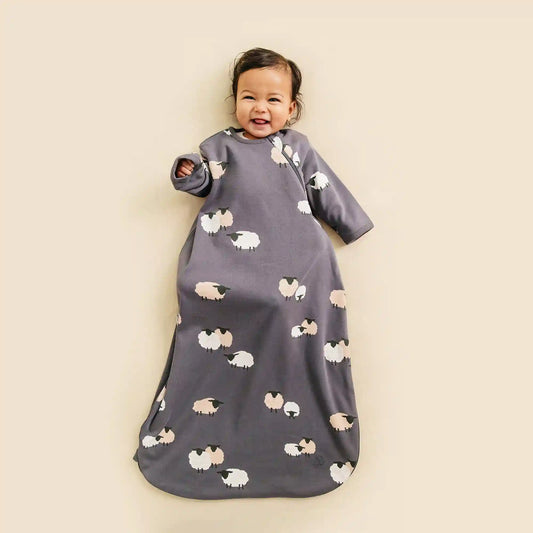Slumber Sack, Baby Sleep Bag with Sleeves, Merino Wool & Organic Cotton, Sheep Slate