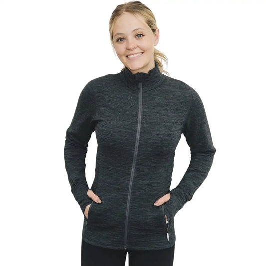 Women's Merino Natural Fleece Full-Zip Jacket, Charcoal Gray