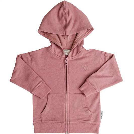 Kids Merino Wool Hoodie, Mauve Pink